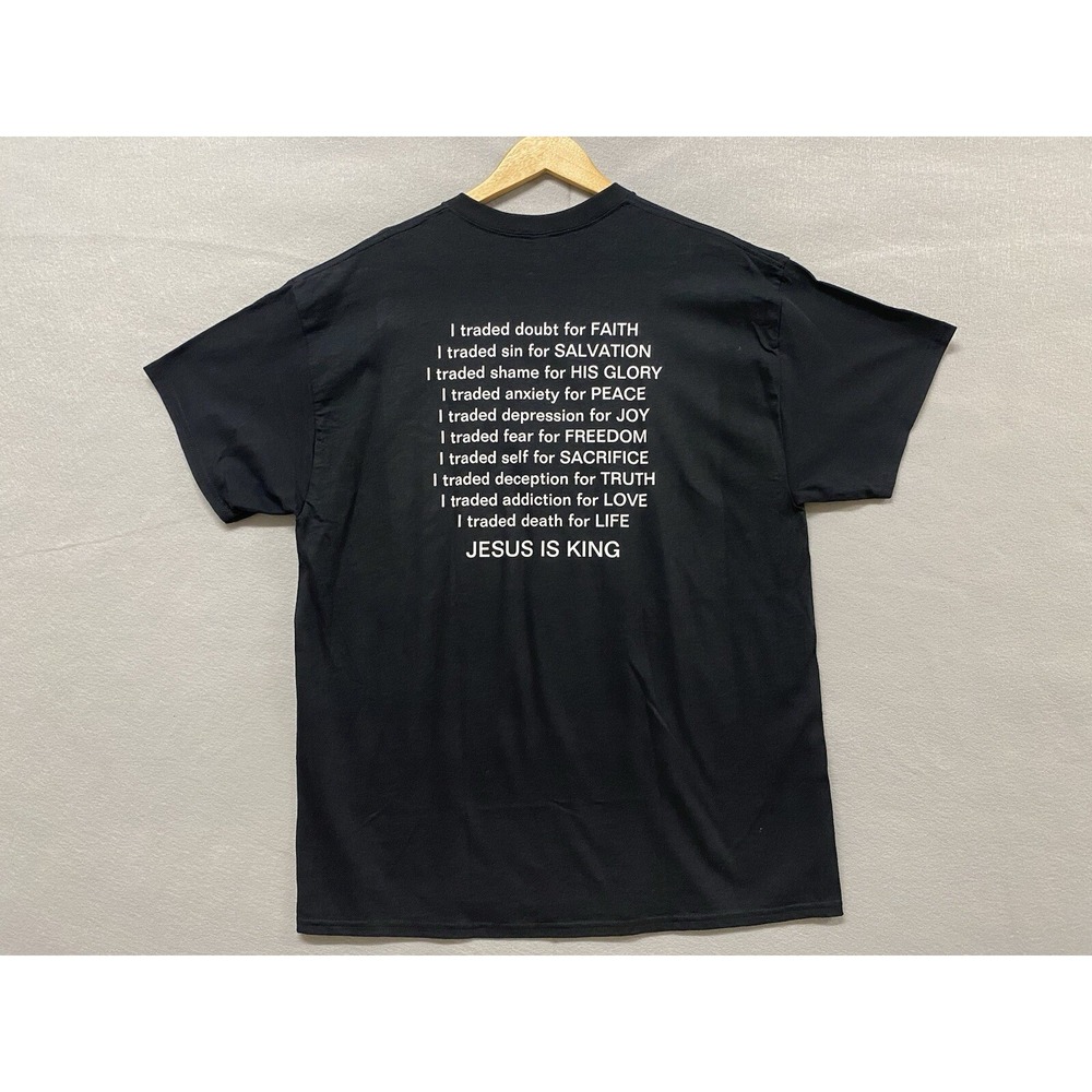 Mens Black Christian TShirt. "Jesus Is King". XL